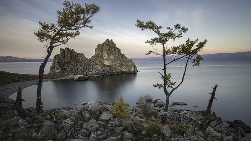 russia baikal lake sunrise canon shamanka shaman rock trees explore long exposure