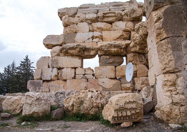 Antique ruins at the archeological site, Beqaa Governorate, Baalbek, Lebanon