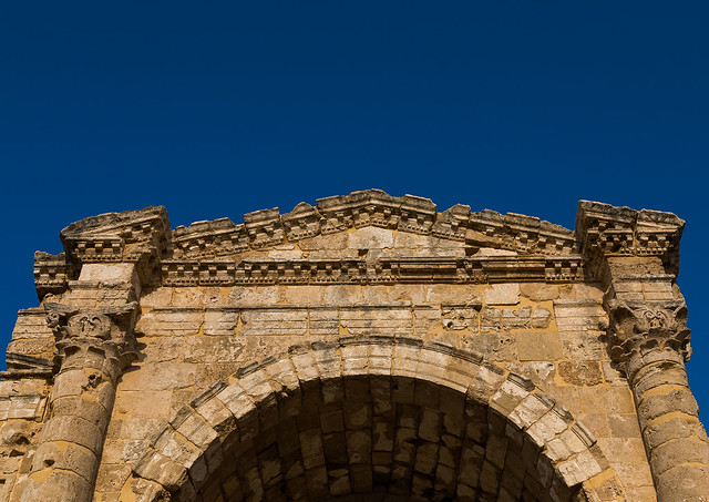 Roman triumphal arch in al Bass site, South Governorate, Tyre, Lebanon