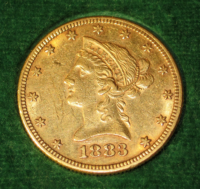 Liberty Eagle $10 gold coin (1883) (obverse) 2