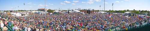 Panorama shot of Jazz Fest crowd on Day 5 - May 5, 2017. Photo by Eli Mergel.