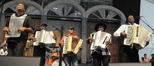Tribute to Buckwheat Zydeco featuring Nathan Williams, C.J. Chenier, Corey Ledet, and the Ils Sont Partis Band on Day 6 of Jazz Fest - May 6, 2017. Photo by Black Mold.