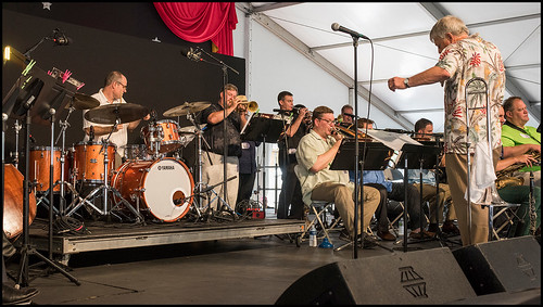 John Mahoney Big Band perform at the Jazz Tent during Jazz Fest day 1 on April 28, 2017. Photo by Ryan Hodgson-Rigsbee www.rhrphoto.com