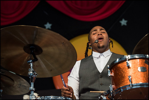 Jamison Ross during Jazz Fest day 7 on May 7, 2017. Photo by Ryan Hodgson-Rigsbee www.rhrphoto.com