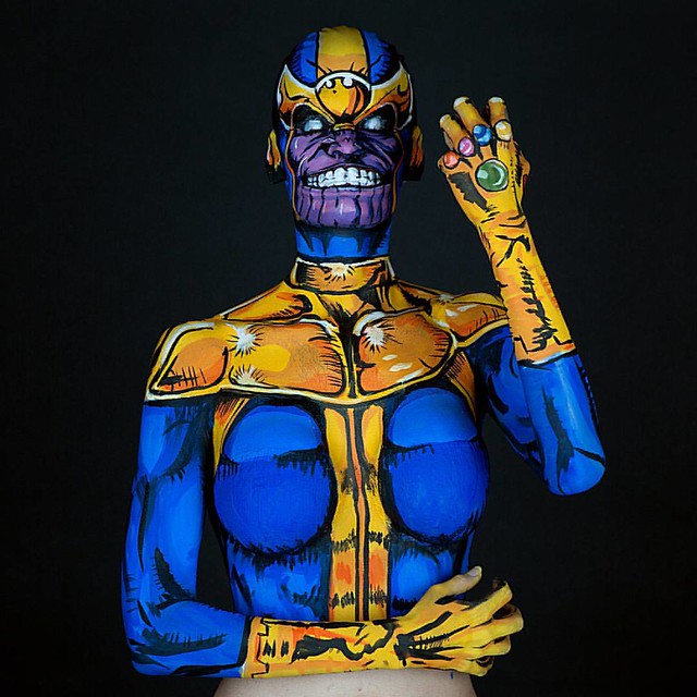 Happy Throwback Thursday 🎨 #Thanos from #Marvel Painted in December 2015 Here is where you can get the print! 🎨 http://bit.ly/Thanos_Print 🎨  Thanos was my first Live stream bodypaint ever!  I had found that I am a great entertainer and love i