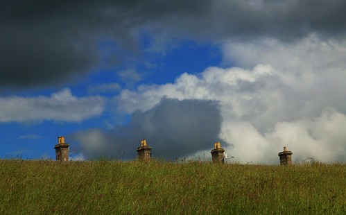 sky home field weather clouds scotland chimneys braeside
