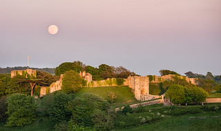The Flower Moon rising over Carisbrooke Castle, Isle of Wight