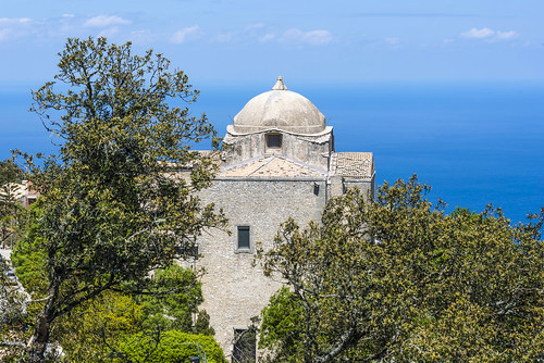 cupola church mediterranian sea erice sicily italy bluesky sunny