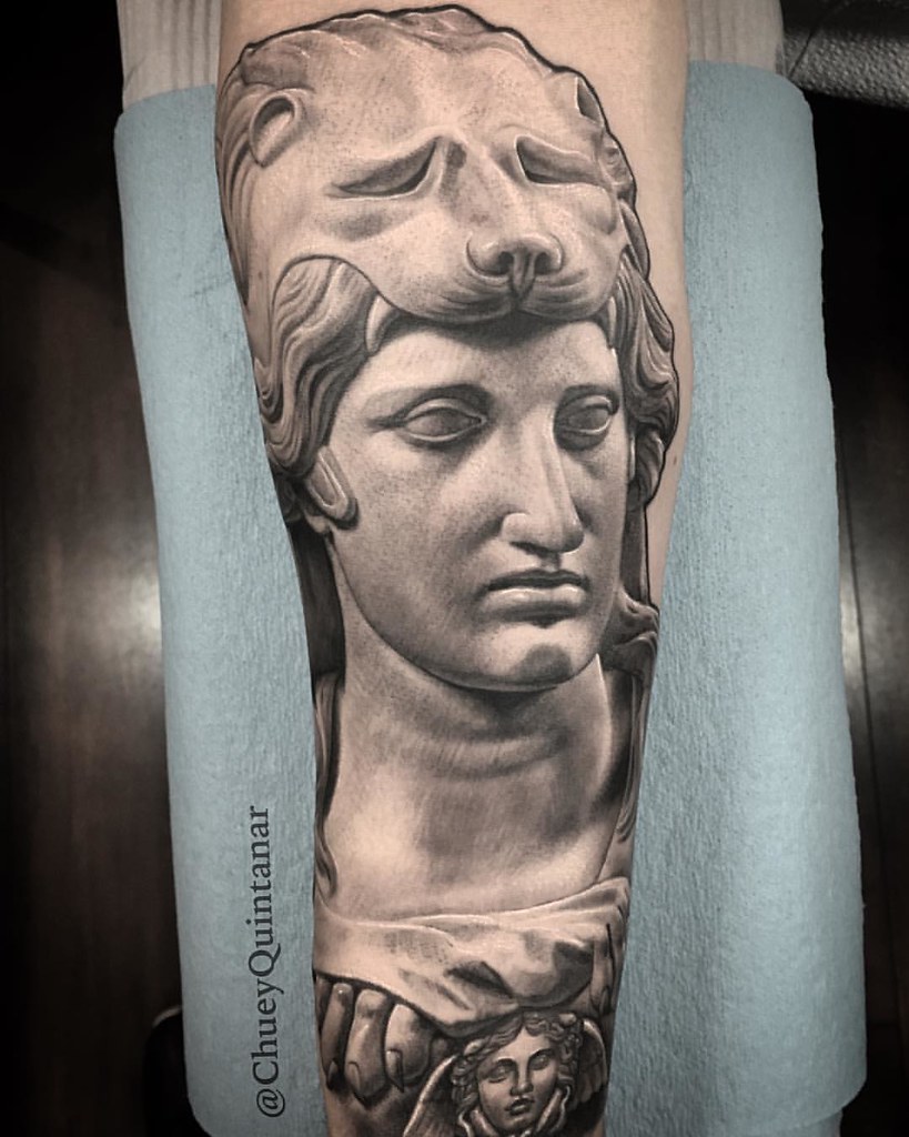 Alexander The Great Statue Tattoo - Arm Tattoo's