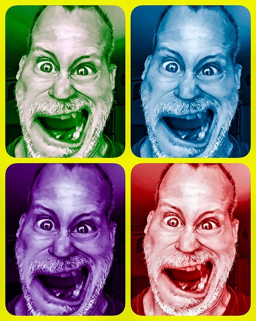 Woke Up Like This  Which is why you should never share a room with Andy.  . . #wokeuplikethis #collage #adobe #psexpress #red #green #blue #purple #yellow #selfie #snapchat #goofy #humor #funny #silly #homage #andywarhol #portrait #colors #duotone #apple