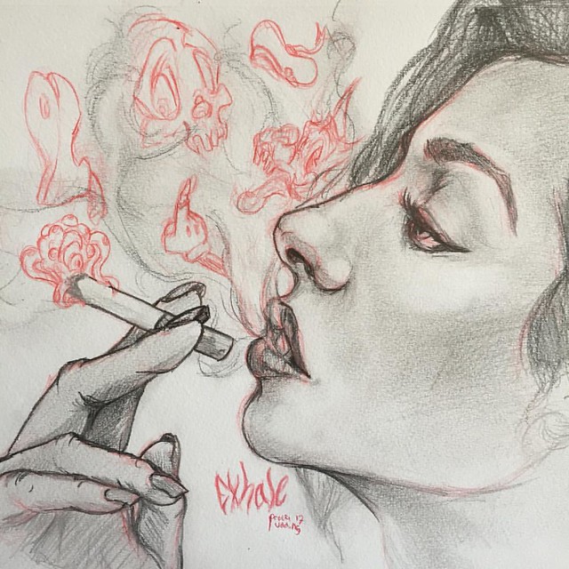 The girl is smoking Drawing by Ubaid Hussain - Fine Art America