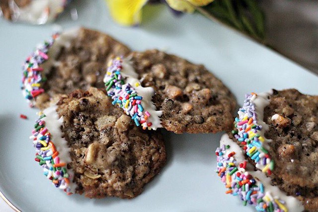 Springtime Compost Cookies 🍪                               - - #compostcookie #butterscotch #chocolatechips #pretzel #potatochip #coffee #custombakery #chicagofood #sweets #dessert #babushkabakery