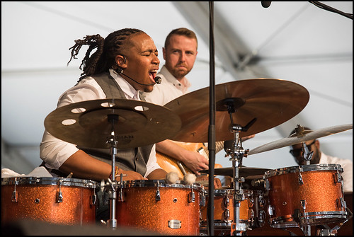 Jamison Ross during Jazz Fest day 7 on May 7, 2017. Photo by Ryan Hodgson-Rigsbee www.rhrphoto.com