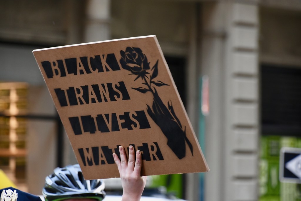 Sign held by a supporter of Black Trans Lives Matter.