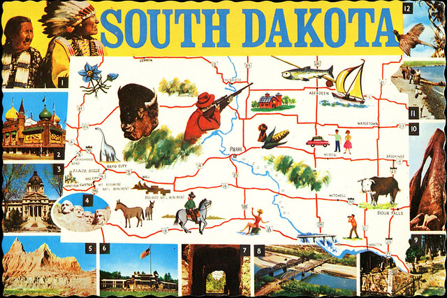postcard - South Dakota Map