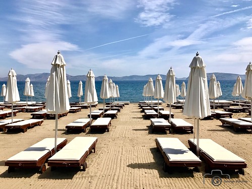 landscape beach sky sea greece sand iphone umbrellas