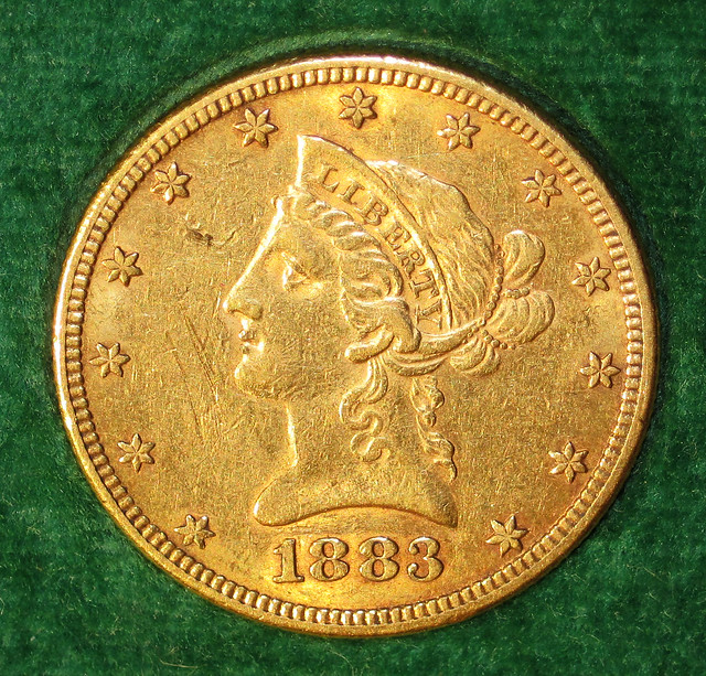 Liberty Eagle $10 gold coin (1883) (obverse) 3