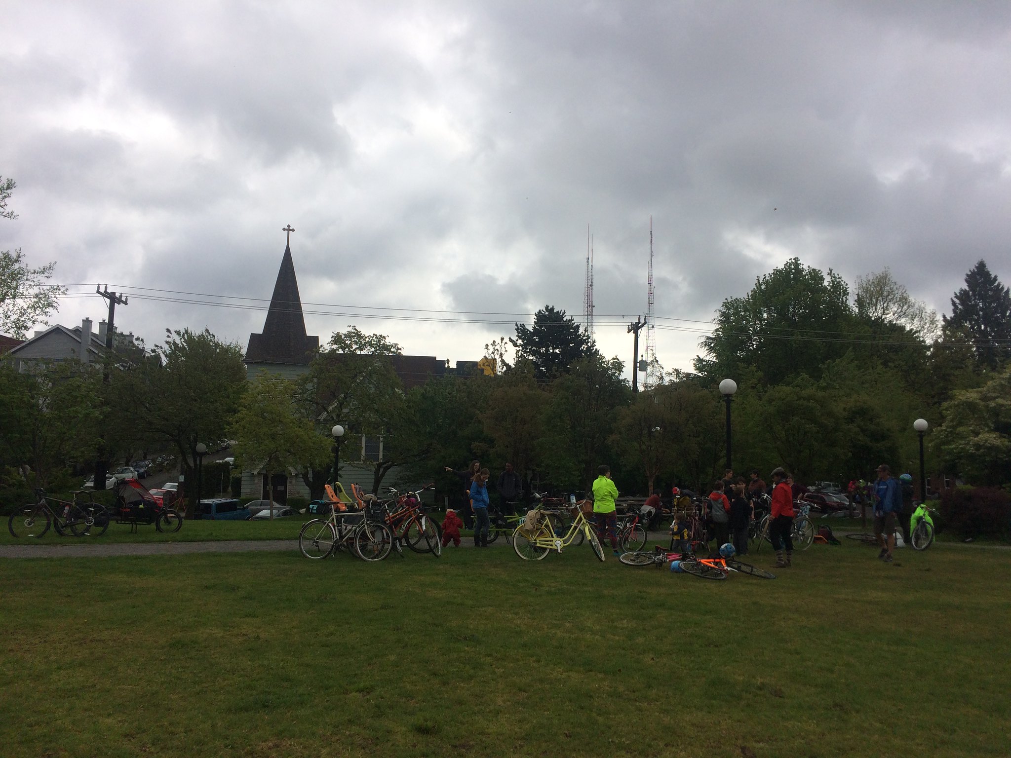 CycloFemme Seattle gathers near the Cal Anderson Park playground area