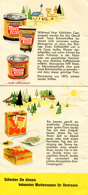 Werbeheftchen für Kaffee- und Teeprodukte der Marke Jakobs mit dem Thema Camping, aus dem Inhalt 2
