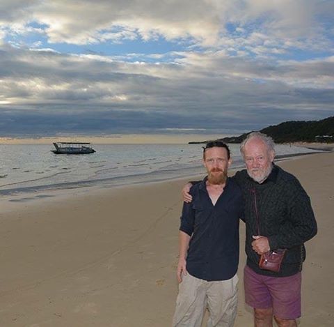My stepson Kieron and my husband Philip on #tangaloomaresort #tangaloomaisland #brisbaneanyday #beach #familyportrait
