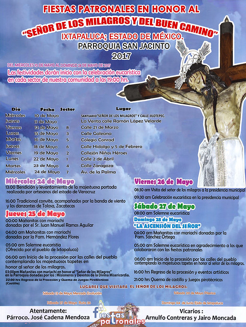Programa Fiestas Patronales del Señor de los Milagros Ixtapaluca 2017