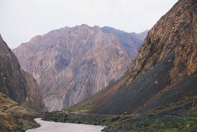 Panj River Dividing the Afghanistan Tajikistan Borders Asia