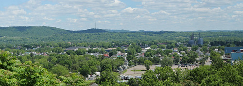 chillicothe ohio ross county view scenic pleasant scenery overlook landscape mountains hills appalachian plateau allegheny valley scioto river city cityscape buildings structures houses dwellings residences streets parking lot grain elevator trees greenery forest clouds sky blue