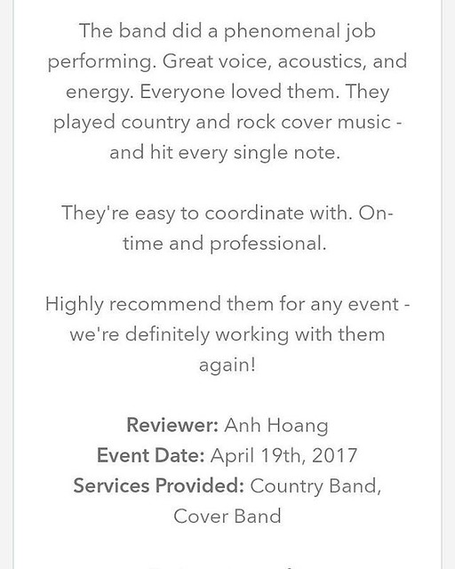 FIRST GIGSALAD REVIEW 5/5!!! #reviews #gigsalad #onlyupfromhere #blessings #phenomenalreview #musicreview #livemusic #coverband #positivity #dontletfearstopyou #thebestisyettocome #nevergiveup https://www.gigsalad.com/samy_jo/review/118599