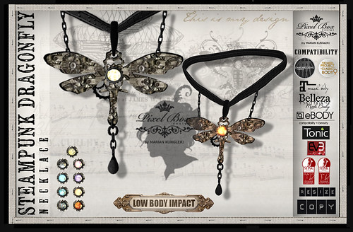 PIXEL-BOX---Necklace-Steampunk-Dragonfly-Classic-and--mesh-avatar | by PIXEL BOX Design Marian Kungler