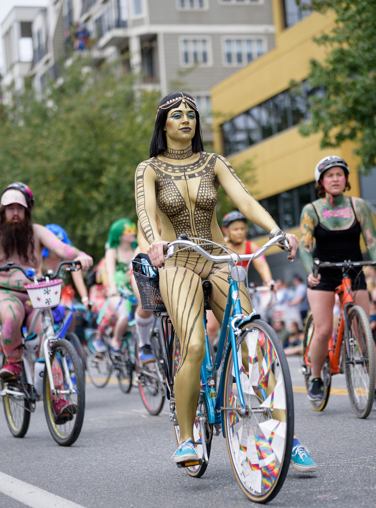 bodypaint, nude, naked, bike, bicycle, fremontsummersolsticeparade2017, fre...