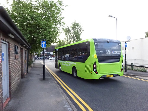 Rear nearside of Lime Green MMC 36615 YX16 OKT on route 336, 22nd May 2017. | by Tom "ROUNDABOUT Bus Preservation"