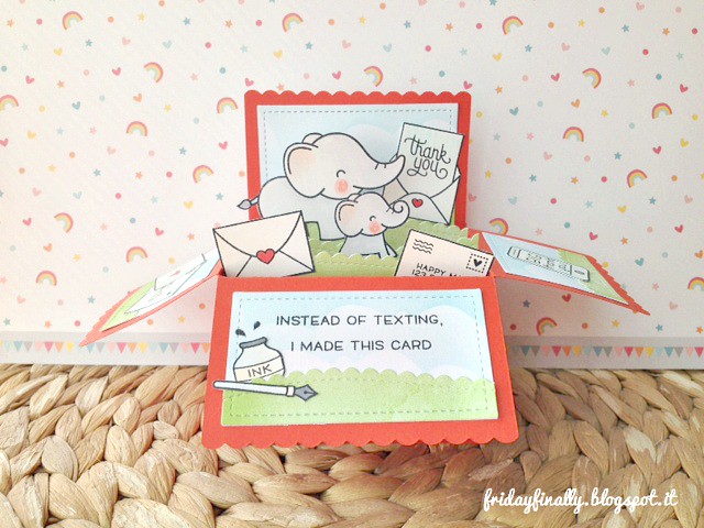 elephant & love letters pop up box card LF 3