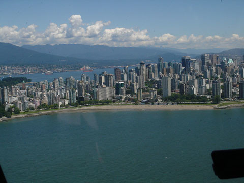 Downtown Vancouver  from 500 feet above English Bay
