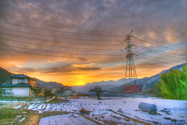 Sunrise in rural Japan