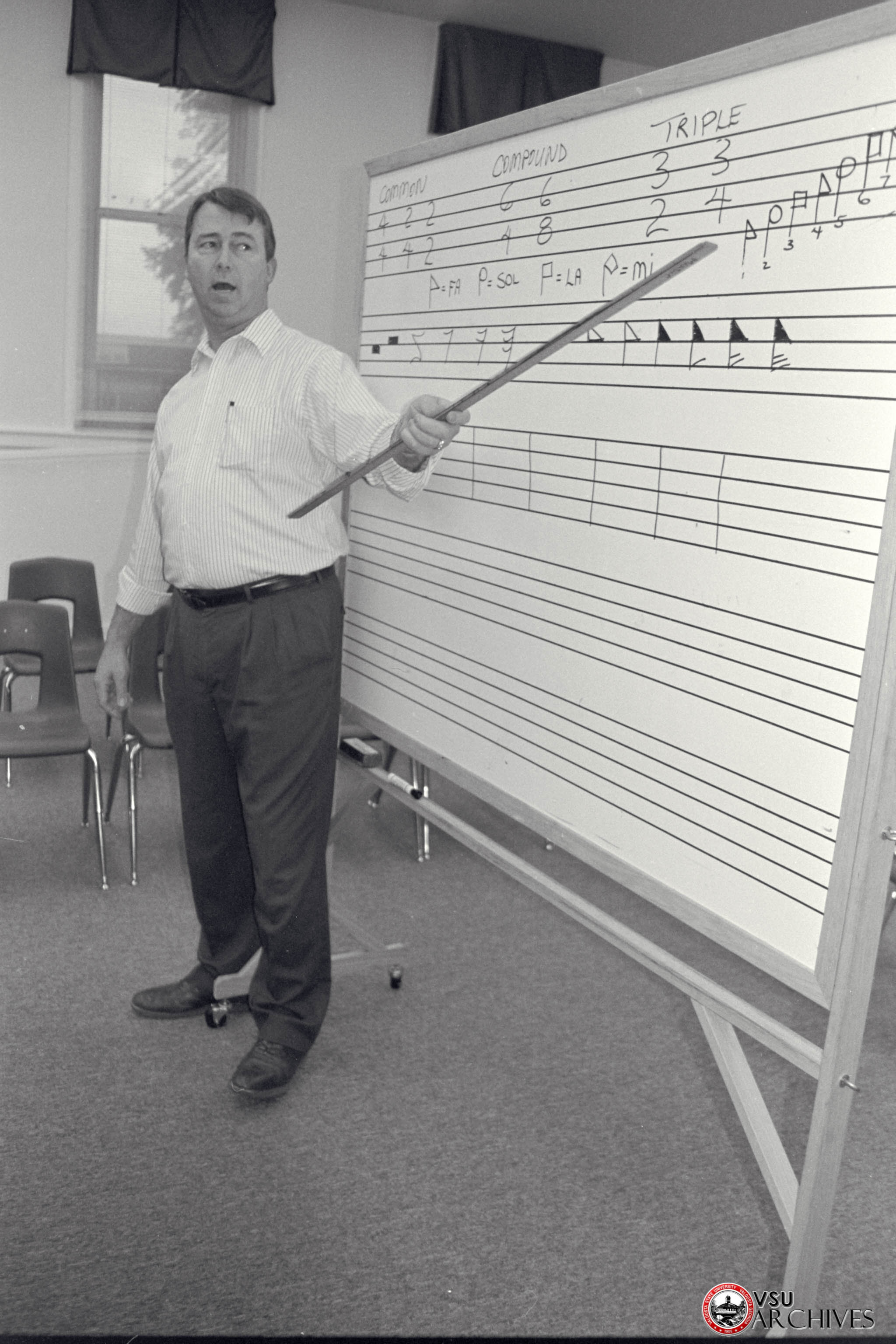 David Lee teaches a Sacred Harp singing school at Hoboken School, 1997