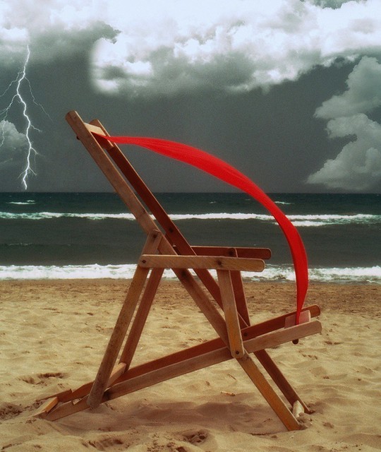 Red deck chair
