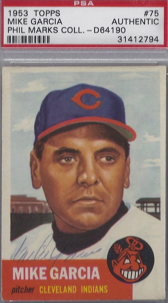 1953 Topps - Mike Garcia #75 (Pitcher) (b. 17 Nov 1923 - d. 13 Jan 1986 ...