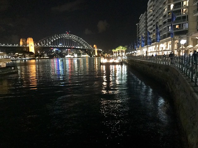 View to Harbour Bridge from Concourse under The Toaster, Circular Quay, Sydney, NSW