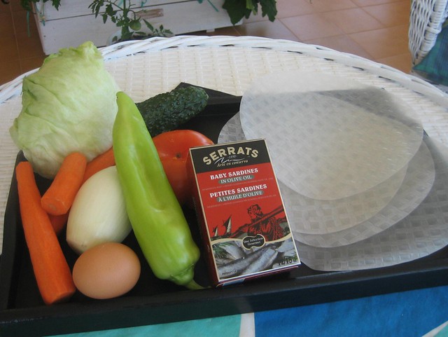Rollitos de arroz con verduras y sardinillas