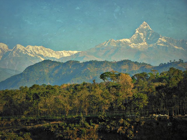 NEPAL, Himalaya-Gebirge,  Annapurna-Massiv von Pokhara aus  gesehen,  16200/8508