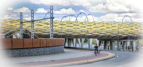 bridge fence hff diezebrug denbosch vignette gold white biker bikers bike bicycle road railwaybridge nederlandvandaag