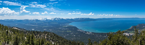 scenery observationdeck birdseyeview water snow tahoe laketahoe southlaketahoe panoramic panorama mon ©mon canon canoneos sigma lake above ca trees forest mountain outdoor blue