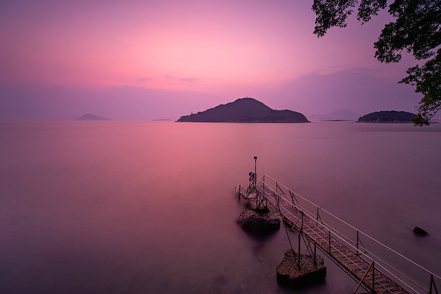 Purple sunset at Sai Wan Swimming Pier