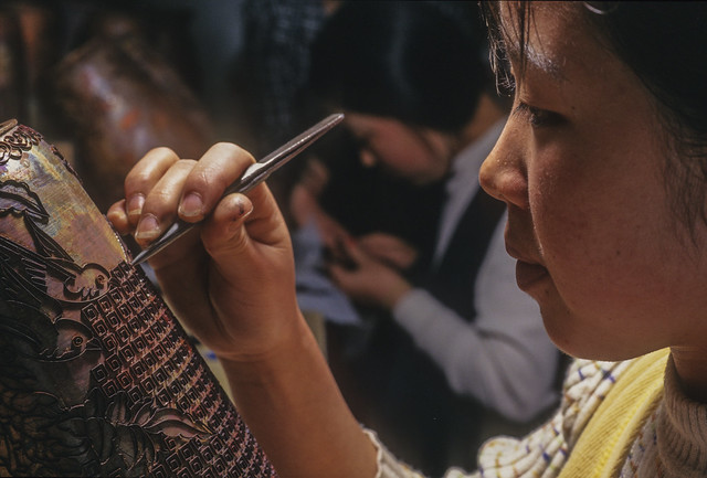 Artisans in factory Shanghai 1999