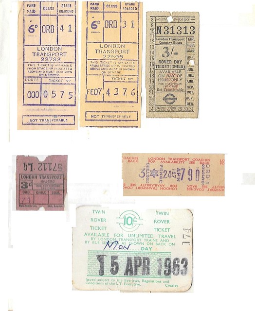 A few examples of London Transport tickets from circa 1963