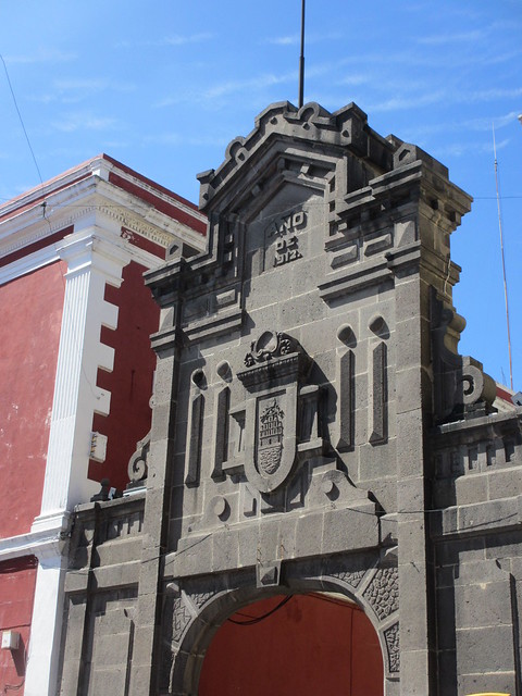 Gate on Calle 5 de Mayo near Templo de Santo Domingo, Puebla, Mexico