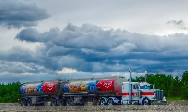 Co-op Fuel Tanker on The Trans Canada Highway in Eastern Manitoba