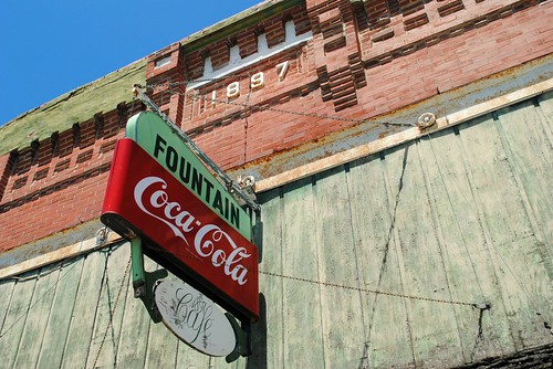 iowa ia midwest unitedstates usa unitedstatesofamerica 1897cafe building sign oldsign cocacola coke cola rural fairbank fairbankia fairbankiowa
