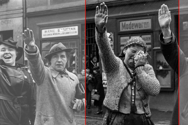 NOT Czech citizens forced to salute invading German troops