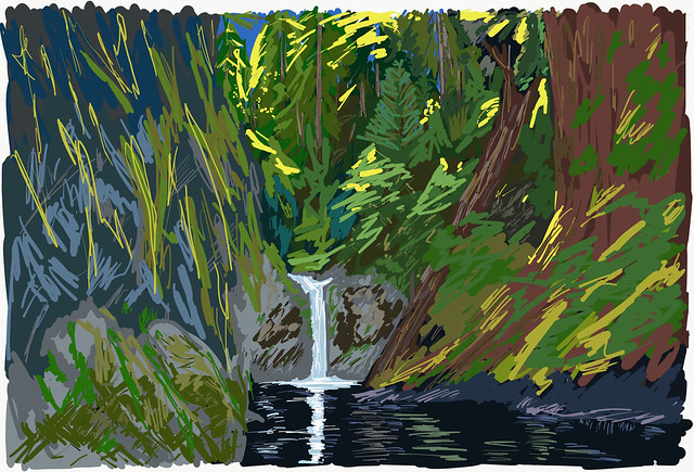 My Drawings - Oregon Columbia River Gorge Punchbowl Falls